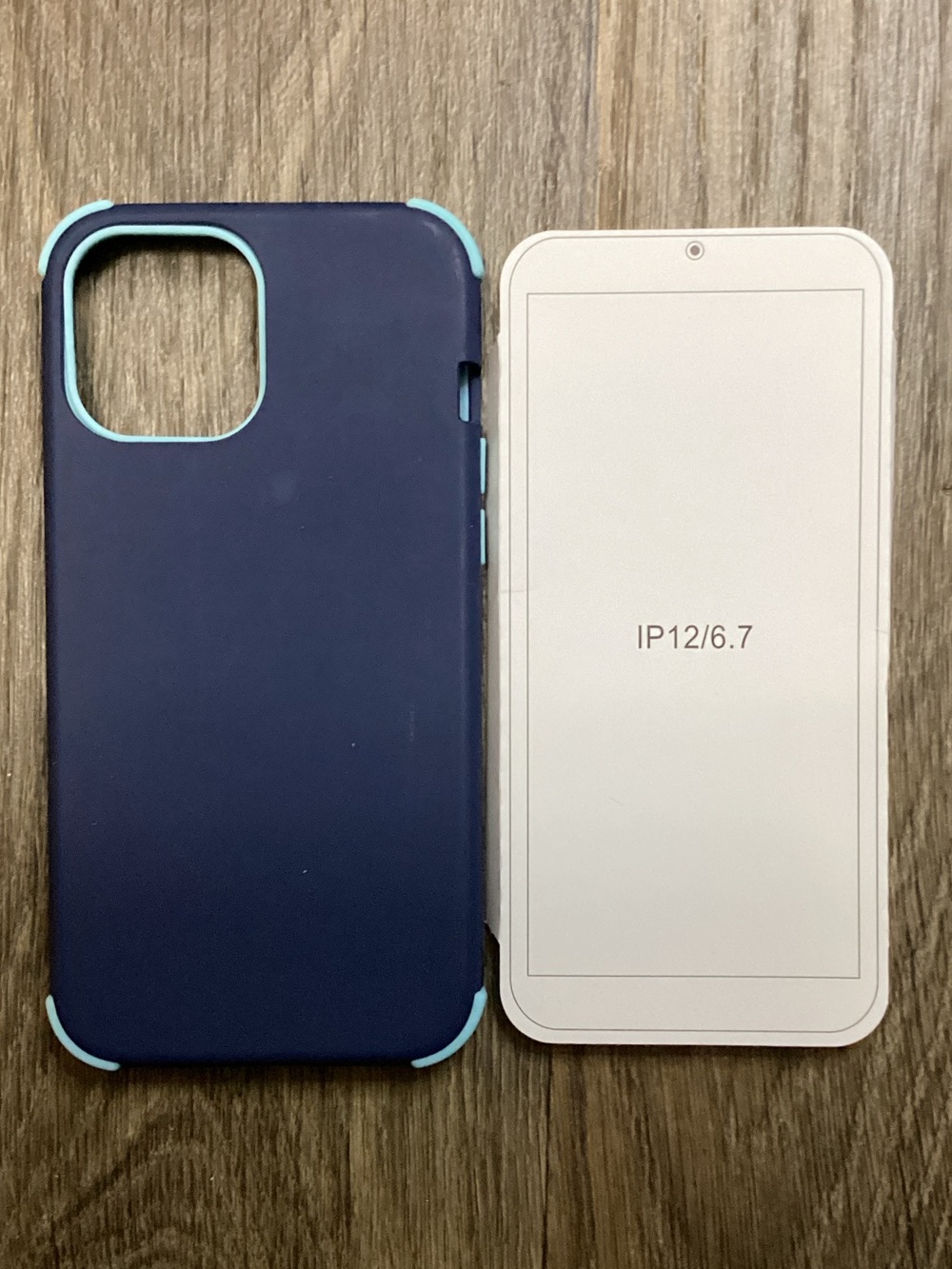 Slim Dual-Layer iPhone 12/12 Pro Case - Navy Blue with Light Blue Accents
